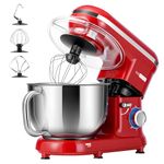 VIVOHOME Stand Mixer, 660W 10 Speed 6 Quart Tilt-Head Kitchen Electric Food Mixer with Beater, Dough Hook, Wire Whip and Egg Separator, Red