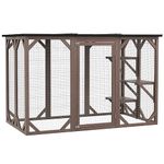 PawHut Cat Cage Indoor Catio Outdoor Cat Enclosure Pet House Small Animal Hutch for Rabbit, Kitten, Crate Kennel with Waterproof Roof, Multi-Level Platforms, Lock, Camel