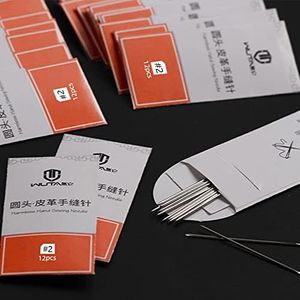 WUTA 12pcs Leathercraft Sewing Needles Large Eye Blunt Stitching Needle Harness Round-Pointed Needle Leather Hand Sewing Blunt (No.1(Small))