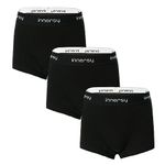 INNERSY Period Pants for Teenage Girls Cotton Menstrual Underwear Black Boyshort Panties 3 Pack (12-14 Years, Black)