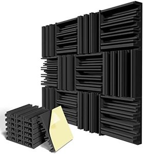 LIGHTDESIRE 12 Pack Self-Adhesive Sound Proof Foam Panels,12 X 12 X 2 inches Acoustic Foam,High Resilience Sound Proofing Padding for Wall,Sound Absorbing Panels Suitable for Home,Studio,Black