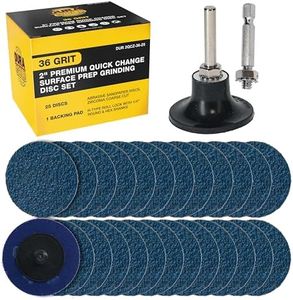 Dura-Gold 2" 36 Grit Quick Change Zirconia Coarse Cut Grinding Disc Set, 25 Discs & Backing Pad - R-Type Roll Lock Sandpaper Discs