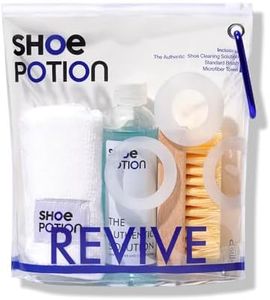 Shoe Potion Shoe Cleaner Kit for Sneakers, Whites, Leather, Rubber, Canvas, Suede - Cleans & Conditions with Premium Deep Cleaning Solution, Brush & Microfiber Towel (REVIVE)