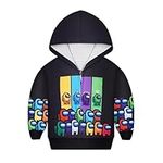 Z Fashion Among Us Boys Fashion Hoodies Novelty Hooded Pullover Sweatshirt Zip-up Hoodie 5-12 Years Black, 9-10 Years