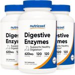 Nutricost Digestive Enzymes 620mg, 120 Veggie Capsules (3 Bottles) - Complete Digestive Enzyme Supplement