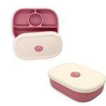 MINIMUM Silicone Lunch Box for Kids | 4 Compartment Food Storage Container | Toddlers Friendly | Lightweight, Durable Airtight Container | (Pink)