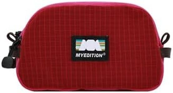 MYEDITION Makeup Bag Small Size, Lightweight Water-Resistant Nylon Cosmetic Bag Wide Opening Travel Toiletry Organizer (Burgundy)