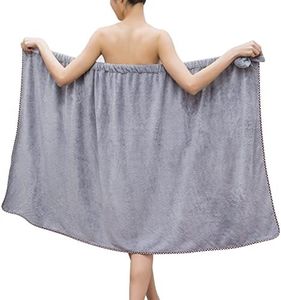 Towel Wrap for Women, Adjustable Shower Wrap Towel with Home Hotel Bath Towel Nightgown for Sauna Beach Pool Gym Travel - Gray XL