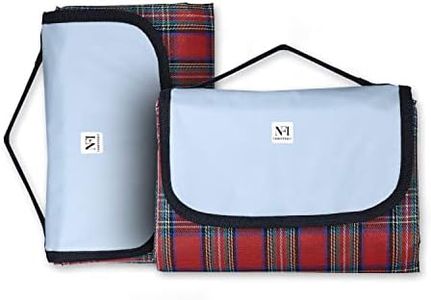 NFI essentials Picnic Mat, Foldable Sandproof Blanket Mat with Waterproof Backing for Garden, Beach, Camping, Hiking, Travel, Hajj (68x58 inch, Polyester, red)