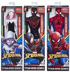 Spider-Man All The Best Characters from The Spidey-Verse Ghost Spider (Spidey Gwen) + Miles Morales Big Figs Fx/ Blast Power Port 12" Titan Heroes 3 Items