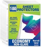 Samsill 100 Sheet Protectors, Standard Weight Non-Glare Page Protectors for 3 Ring Binder, 1.97 MIL Thick Top Loading, Acid Free, Box of 100
