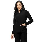 Tasha & Me Scrub Jacket for Woman, Zip Front Nurse Jacket, 4-Way Stretch Fabric (Black)