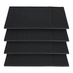 ZEONHAK 4 PCS Black Rubber Bar Mat, 18 x 12 Inch Coffee Bar Mat, 45 x 30cm Rubber Bar Service Mat for Dish, Glass Drying