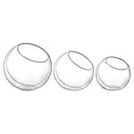 Double Wall Glass Slant Bowls Dia 6/5/4.5 Inch, Glass Terrarium, Globe Plant Vases, Candle Holders, Candy Jar Set of 3