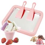 Wtrtr Ice Cream Roller Maker，Ice Cream Roll Dessert at Home，Ice Plate Ice Cream Roller Plate Anti-Griddle Pan with 2 Spatulas Easy Homemade Rolled Ice Cream, Frozen Treat Maker (Rectangle pink)