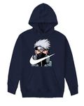 Khakey Boys Cotton Hoodies|Cotton Sweatshirt with Hood|Boys Anime Causal Stylish Hoodie|Kakashi Hatake Anime Tshirt and Hoodie|Naruto Anime Sweatshirt (in, Age, 12 Years, 13 Years, Regular, NavyM53)