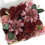 Lookein Artificial Flowers for DIY Wedding Decoration Bridal Bouquet Table Centerpieces Flower Garland Wreaths Aisle Arch Flower Decoration Home Decor, Enchanted Burgundy