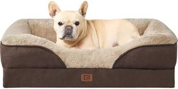 EHEYCIGA Memory Foam Dog Bed for Medium Size Dog, Orthopedic Dog Sofa Bed with Sides and Waterproof Liner, Washable Bolster Pet Bed Couch with Removable Cover, 30x20x6.5 Inch, Brown