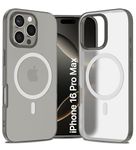 Golden Sand Shockproof Hybrid MagSnap Back Cover Case Compatible with MagSafe Designed for iPhone 16 Pro Max (TPU+Poly Carbonate |Semi Transparent Frost Grey)