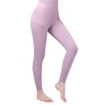 Harrison Howard Womens Horse Riding Pants, High Waist Full Seat Silicone Grip Equestrian Riding Tights with Zipper Pockets Light Pink Small