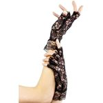 Smiffys Fingerless Lace Gloves, Black , Fever Gloves Fancy Dress, Fever Dress Up Accessories