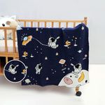 Haus and Kinder 100% Cotton Knitted Blanket for New Born Baby | Baby All Season AC Blankets| Quilt Wrapper for New born Boy & Girl | Size 80 cm x 100 cm, 0 to 24 Months | Spacewalk