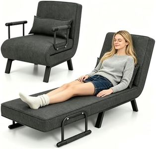 Convertible Sleep Chair Bed 5-in-1 Single Sleeper Sofa Chair Bed Adjustable 5-Position Backrest with Pillow, Comfy Folding Sofa Chair for Small Spaces, Office & Adults (Dark Gray-Single)