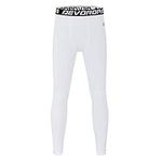 DEVOROPA Boys Leggings Quick Dry Youth Compression Pants Sports Tights Basketball Base Layer White XL