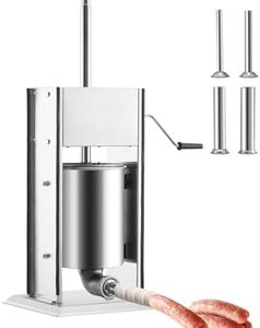 Sausage Stuffer - Manual 7L Capacity, Silver, With 5 Stuffing Tubes and 4 Stuffing Tubes