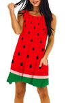 Deerose Women Watermelon Dress Sleeveless Funny Fruits Outfits with Pockets, S Watermelon, XX-Large