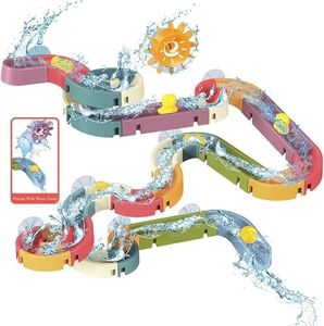 48 PCS Baby Bath Toys, Water Slide Toy Track with Suction Cup, Toy Ducks, Water Toys for Bathtub, Bath Toys for Toddlers 3-4 Years Old Boys Girls