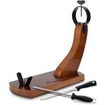 Ham Stand with Non-slip Pads + Ham Knife + Sharpening Steel - Spanish Jamonero Ham Holder Set Jamonprive