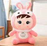 BABYLAMA Super Soft Plush Doll Toy with Rabbit Ear, Teddy Bear | Gift Toy and Pillow for Kids | Girls and Adults (Pink, 30cm)