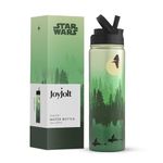 JoyJolt Stainless Steel Star Wars Water Bottle 22 oz with Straw Lid, BPA-Free Sports and Travel Vacuum Insulated Water Bottle, Destination Collection Endor Bottle, Star Wars Gifts, JSW10896