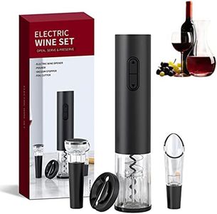 Electric Wine Opener Set, Battery Operated Wine Bottle Opener with Foil Cutter, Wine Pourer and Vacuum Stopper, Automatic Corkscrews for Wine Bottles Kit for Wine Father's Day Gift Home Kitchen Bar