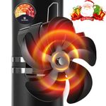 Xmasneed Stove Fan, Log Burner Fan With Thermometer, 5 Blades Flue Pipe Fireplace Fans, Eco-Friendly Heat Powered Wood Burner Fans, Silent for Home Wood Burning/Log Burner/Fireplaces