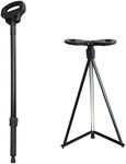 ALEVMOOM Cane Stool Walking Stools for Adults Portable Walking Cane with Seat Folding Lightweight Retractable Stool for Elderly Outdoor Travel Rest Stool Max Load 440lb with a Carry Bag (Black)