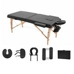 ACI ACUPRO pa y less here Massage Table Massage Bed Spa Bed 73" Long 2 Folding Portable Massage Table W/Carry Case Heigh Adjustable Salon Bed Face Cradle Bed( Black)