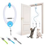 PETTOM Cat Toys Interactive for Indoor Cats, Smart USB Rechargeable Door Hanging Automatic Retractable Cat Enrichment Toys, Teaser Electronic Self Play Cat String Mouse Toys Hunting Exercising