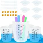 Creahaus Silicone Measuring Cups Tool Kit for Resin, Non-Stick Black Number 250& 100ml Epoxy Resin Mixing Cups, Reusable Resin Accessories with Silicone Mat, Stir Sticks, Pipettes, Color Cups