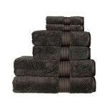 Christy Supreme Hygro 6 Piece Towel Set | Graphite Dark Grey | 100% Luxury Supima Cotton | Ultra Soft | Super Absorbent | 650GSM | 2 Bath Towels 2 Hand Towels 2 Face Cloths