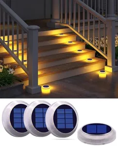 DetarZinLED Solar Deck Lights - 4 Pack Outdoor Waterproof, Warm White Solar Step & Dock Lights for Pathway, Driveway & Ground