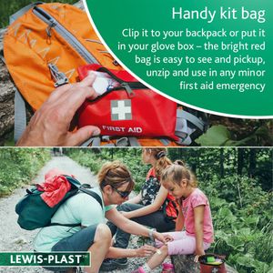 Lewis-Plast 92-Piece First Aid Kit – Travel, Home, Car, Camping, Red, Small