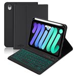 BORIYUAN iPad Mini 6 Keyboard Case 2021, 7 Colors Backlit Detachable Keyboard Slim Folio Smart Cover for iPad Mini 6th Generation 8.3 inch – Black