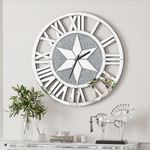 Artloge Round Mirrored Wall Clock: 24 inch Big Decorative Clock with Silver Glass Beveled Bling Crystal Edge and Backing Frame, Home Kitchen Modern Art Decor for Livingroom Study Room