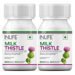 INLIFE Milk Thistle Extract 800mg | 80% Silymarin Liver Support Supplement - 60 Vegetarian Capsules (Pack of 2, 120)