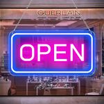 Neon Open Signs for Business, 16''x 9'' LED Open Sign, Super Open Bright Neon Sign (Blue&Pink), Neon Light Up Sign for Window Party Wall Bars Coffee Salon Club Shop, with ON/OFF Switch & Adapter,Horizontal