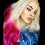 Long Pink Blue Wigs for Women Curly Wavy Blonde Ombre Lace Front Wig Soft Realistic Natural Hairline Half Pink Blue Colorful Wig Glueless Synthetic Heat Resistant Fiber Hair Cosplay Party 22 Inches