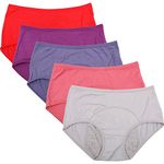 YOYI FASHION Bamboo Viscose Fiber High-Rise Brief Menstrual Leakproof Panties Multi Pack (XXL, Red,Purple,Gray,Denim Blue,Elegance red)