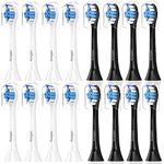 Aoxgao Replacement Heads Compatible with Phillips Sonicare Electric Toothbrush, 16 Pcs Replacement Brush Head for Philips Sonicare 4100 5100 6100 9900 C2 W3 G2 G3 (8 Black+8 White)